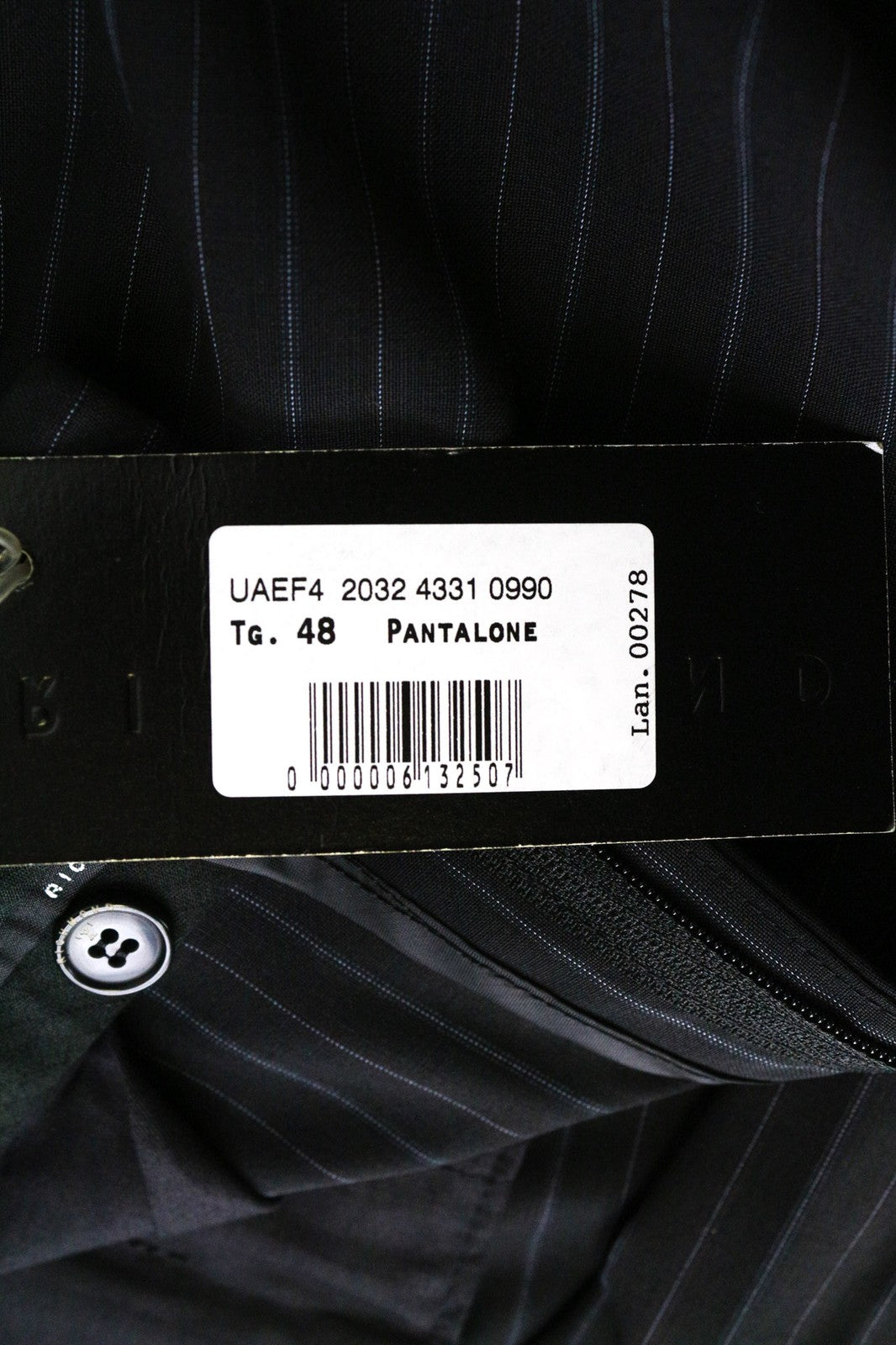 RICHMOND Men's Trousers 48 Black Wool Pleated Formal Pants Striped Pattern