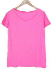 VKING Men's T-Shirt L Neon Pink Cotton Crewneck Short Sleeve Casual Tee