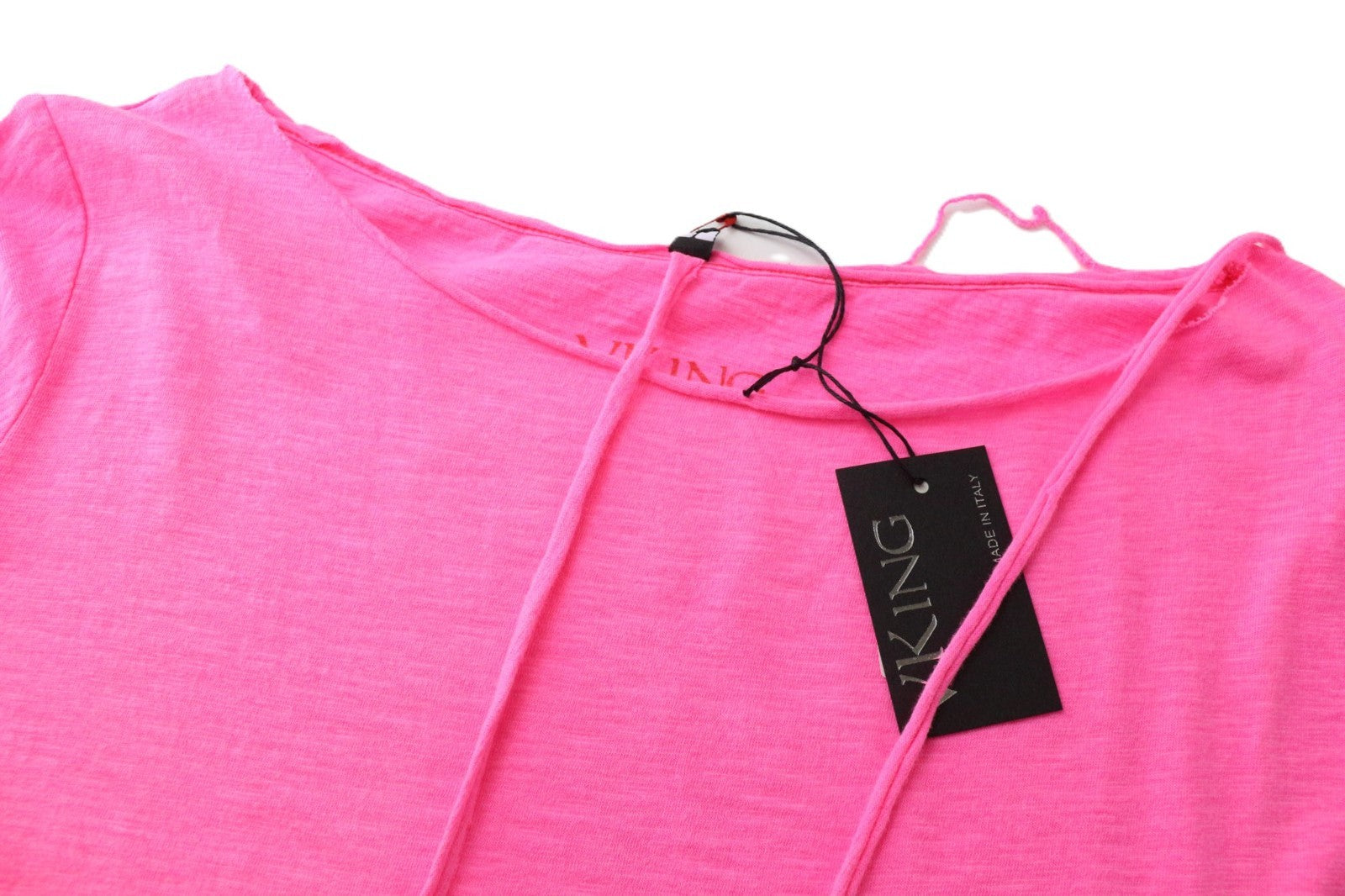 VKING Men's T-Shirt L Neon Pink Cotton Crewneck Short Sleeve Casual Tee