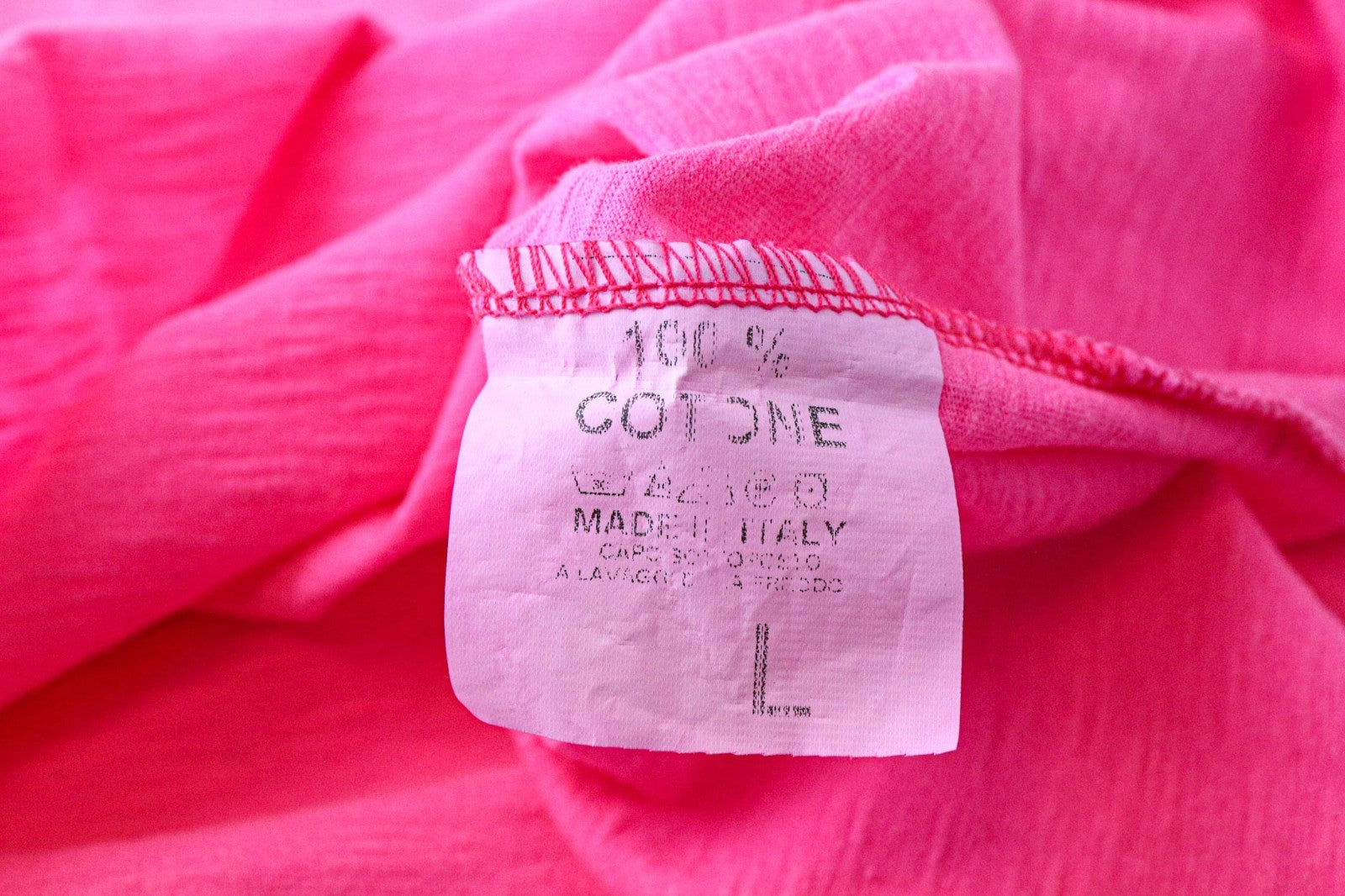 VKING Men's T-Shirt L Neon Pink Cotton Crewneck Short Sleeve Casual Tee