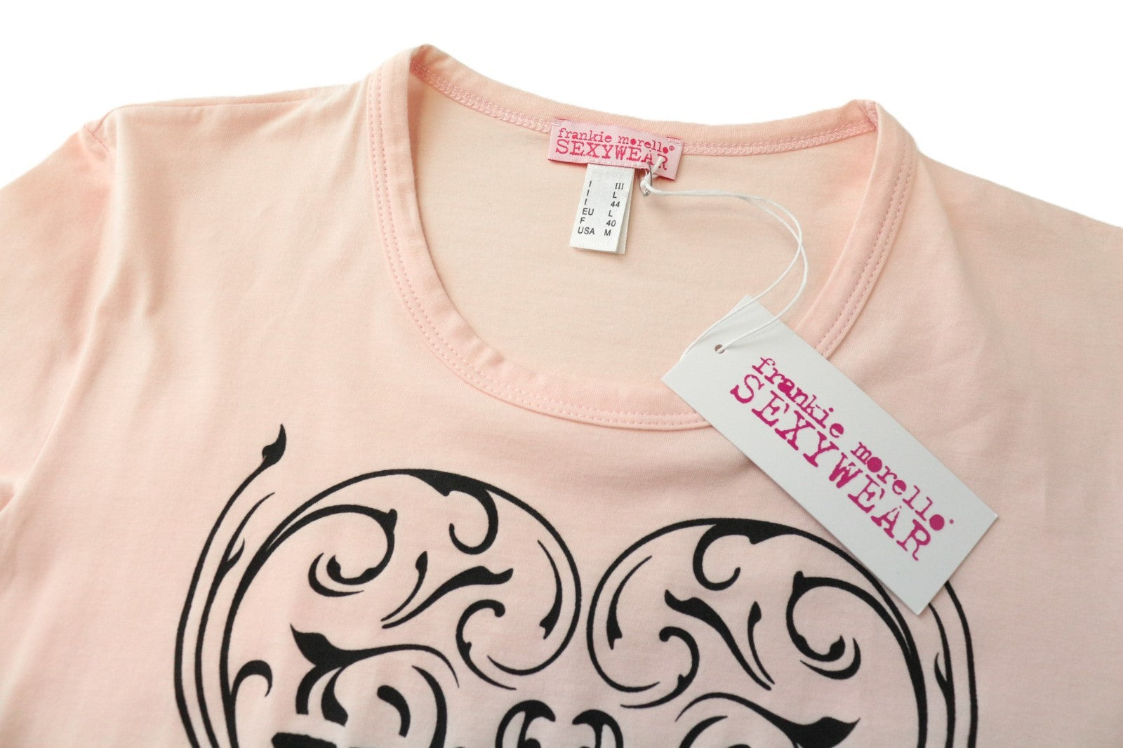 FRANKIE MORELLO Sexywear Women's T-Shirt L Pink Stretch Cotton Short Sleeve