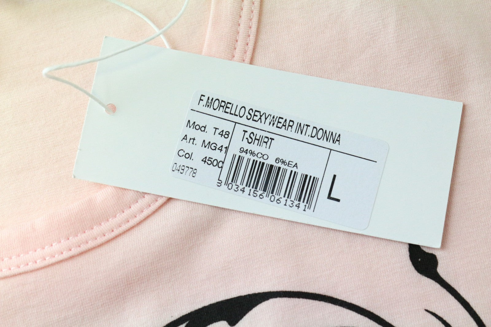 FRANKIE MORELLO Sexywear Women's T-Shirt L Pink Stretch Cotton Short Sleeve