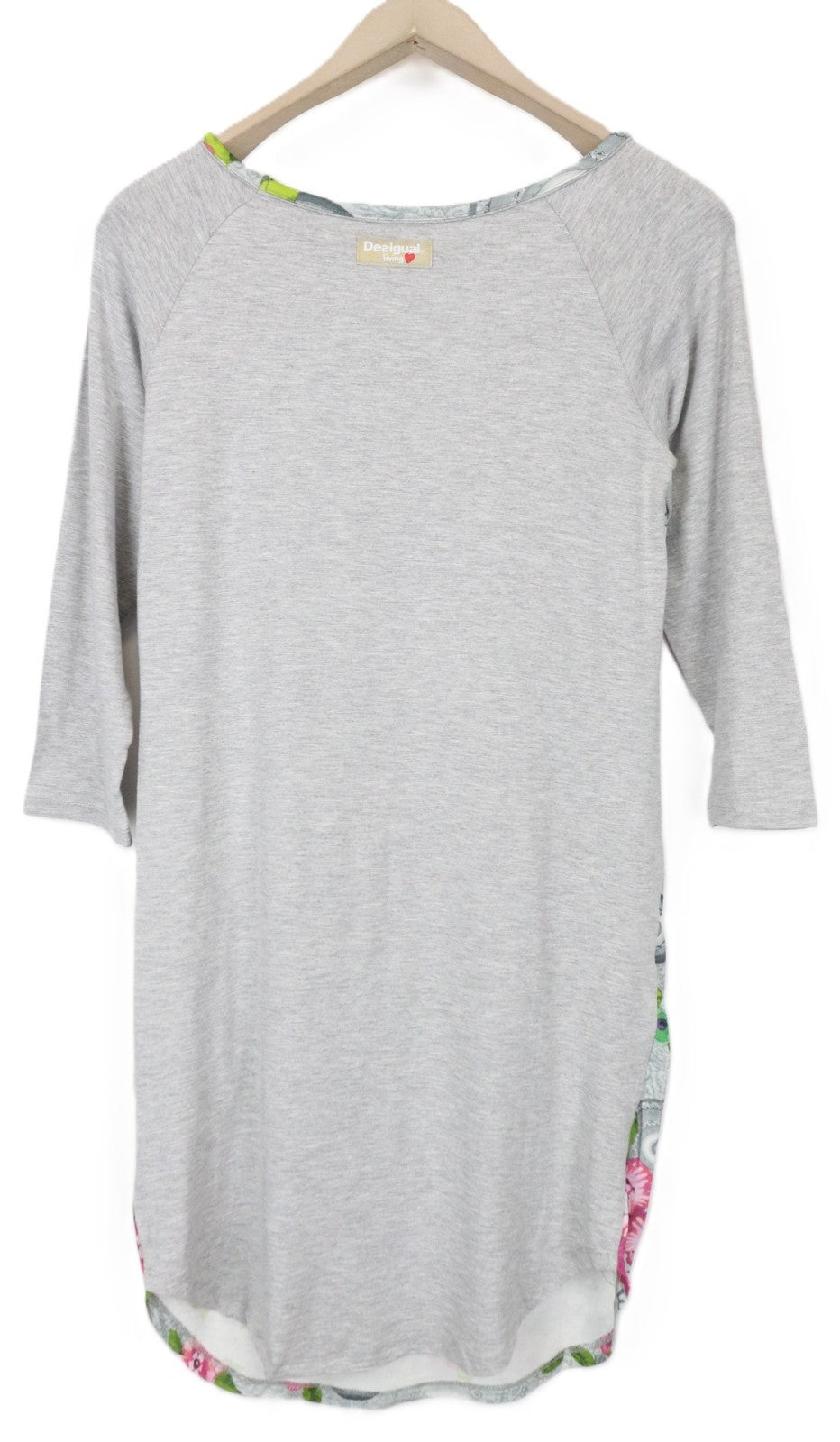 DESIGUAL Livingwear Women's Dress S Grey Stretch Mandala Floral Patterned