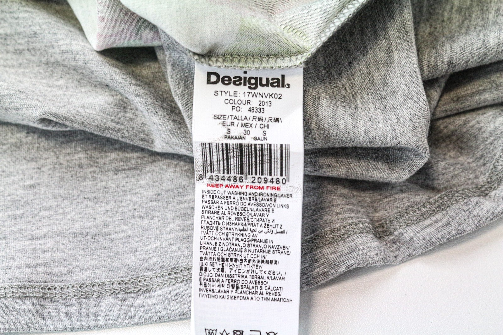 DESIGUAL Livingwear Women's Dress S Grey Stretch Mandala Floral Patterned
