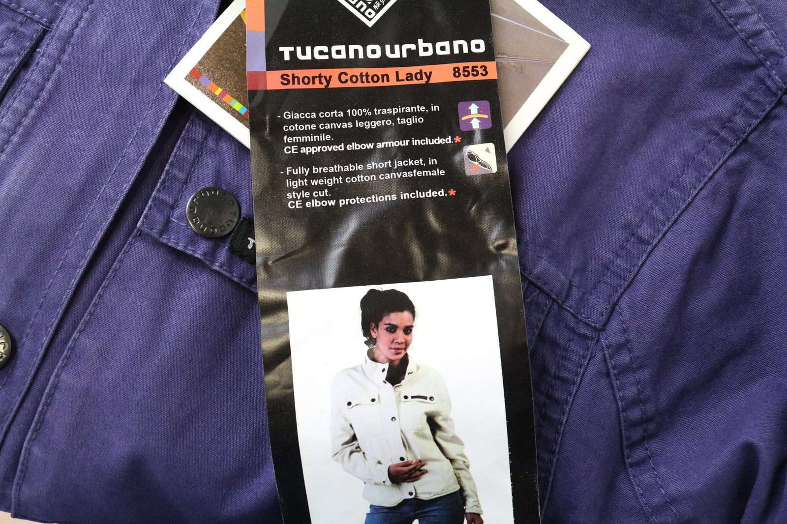 TUCANO URBANO trumpa moteriška striukė IT40 violetinė medvilninė lengva baikerių striukė su užtrauktuku 