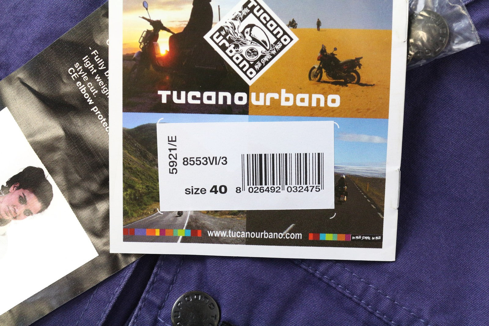 TUCANO URBANO trumpa moteriška striukė IT40 violetinė medvilninė lengva baikerių striukė su užtrauktuku 