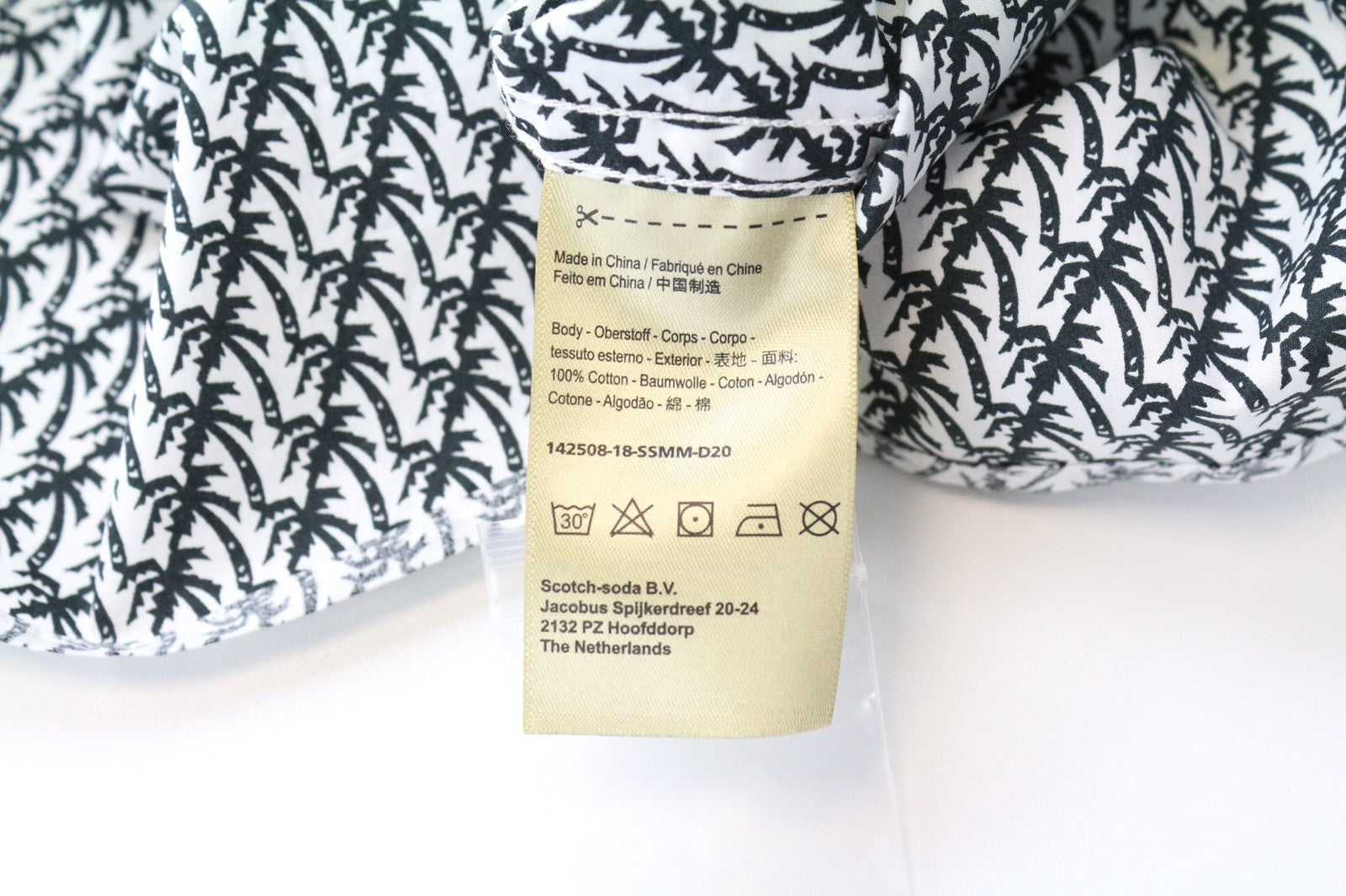 SCOTCH & SODA Ams Couture Men's Shirt M White Palm Pattern Cotton Long Sleeve