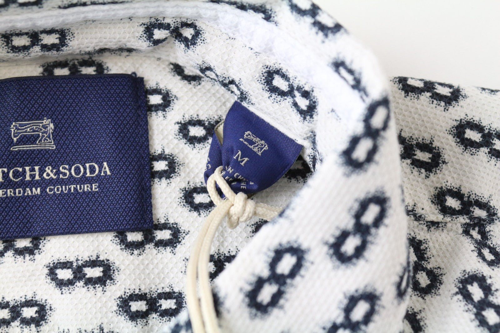 SCOTCH & SODA Ams Couture Men's Shirt M White Cotton Patterned Long Sleeve