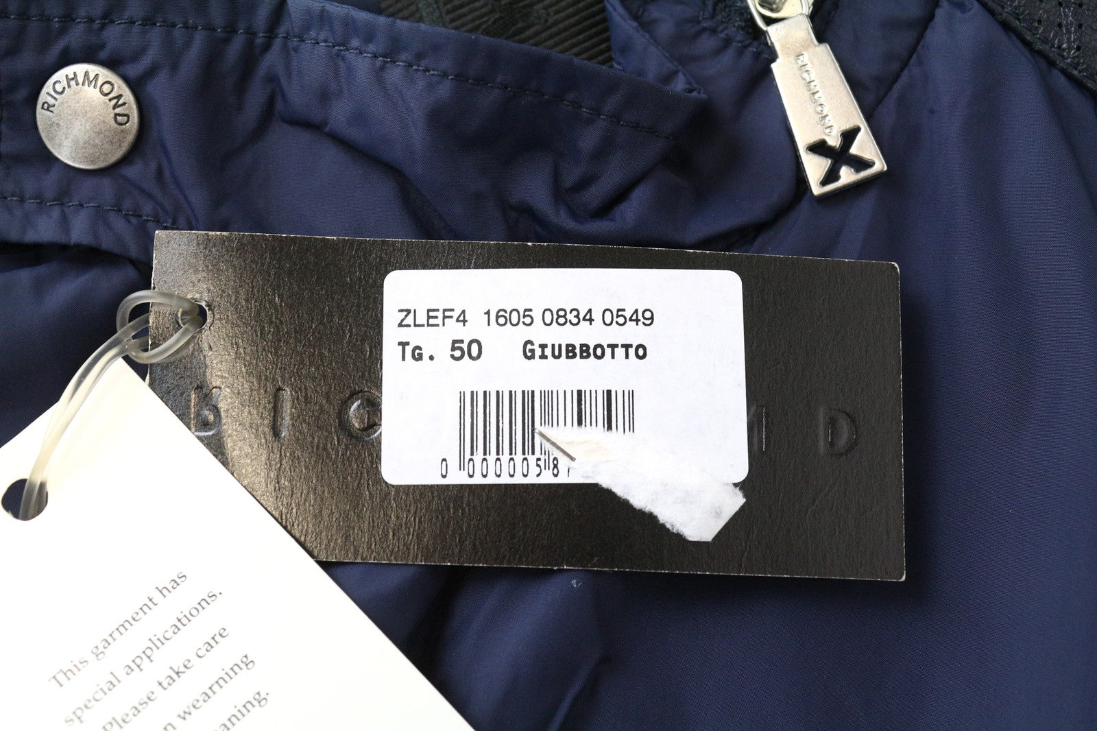 RICHMOND Men's Jacket 50 Navy Blue Zipped Single Breasted Lightweight Casual