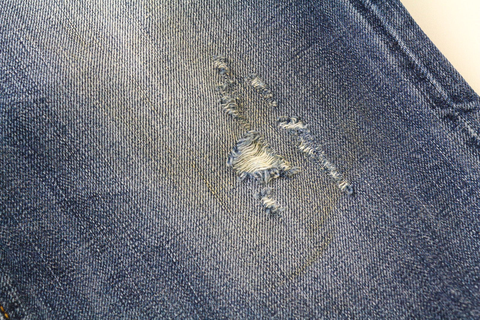 TAKESHY KUROSAWA Men's Jeans W34 Tapered Blue Cotton Washed Aged 5 Pockets