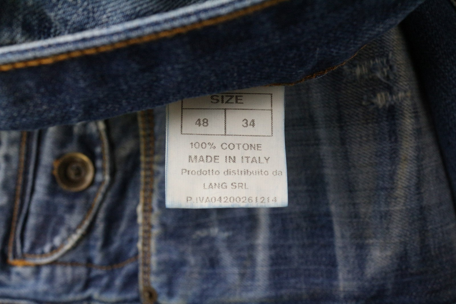 TAKESHY KUROSAWA Men's Jeans W34 Tapered Blue Cotton Washed Aged 5 Pockets