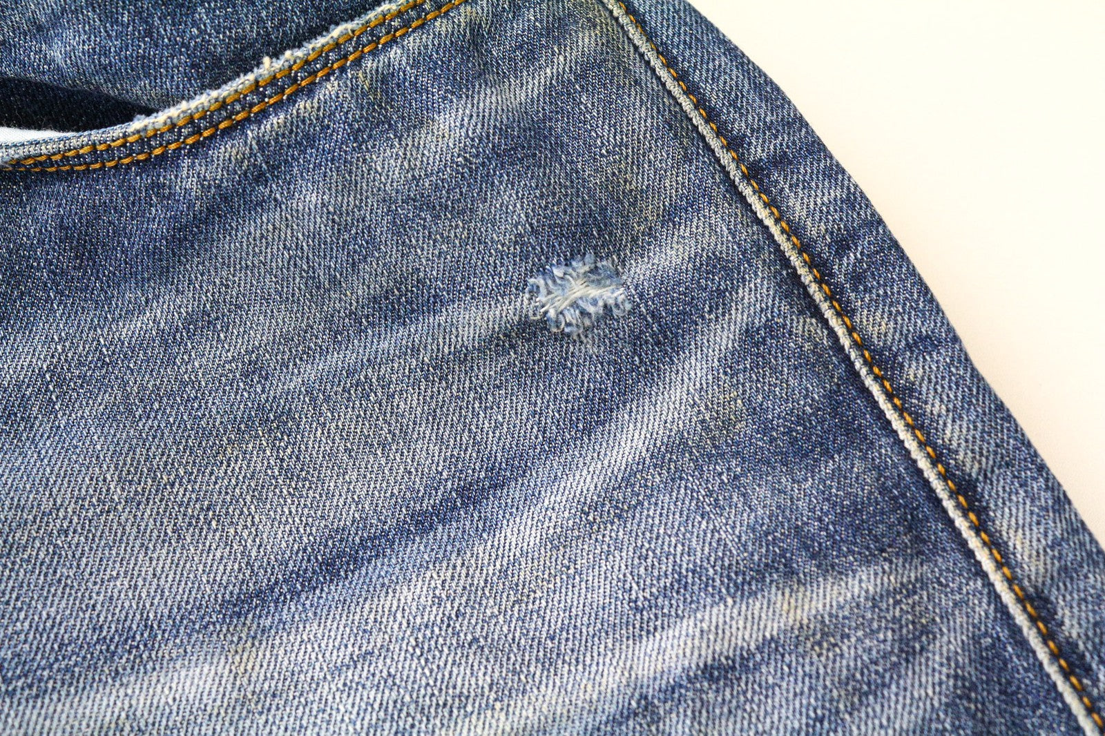 TAKESHY KUROSAWA Men's Jeans W34 Tapered Blue Cotton Washed Aged 5 Pockets