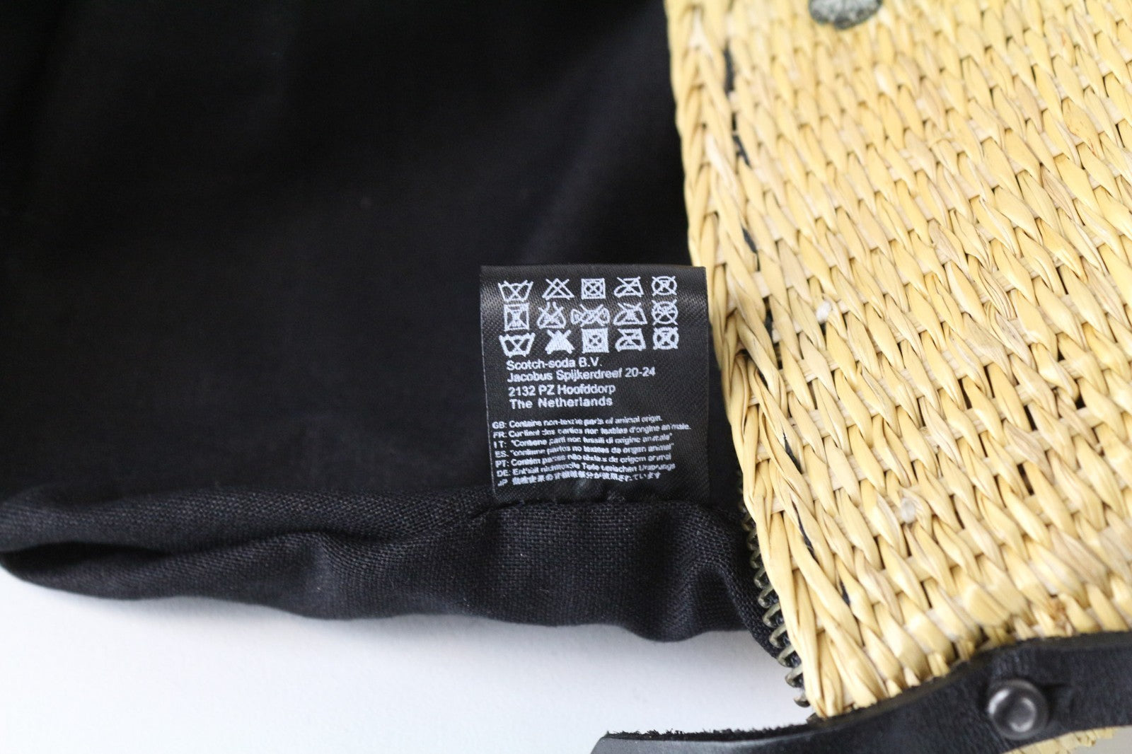 MAISON SCOTCH Women's Bag OS Brown Straw Braided Crossbody Leather Handle