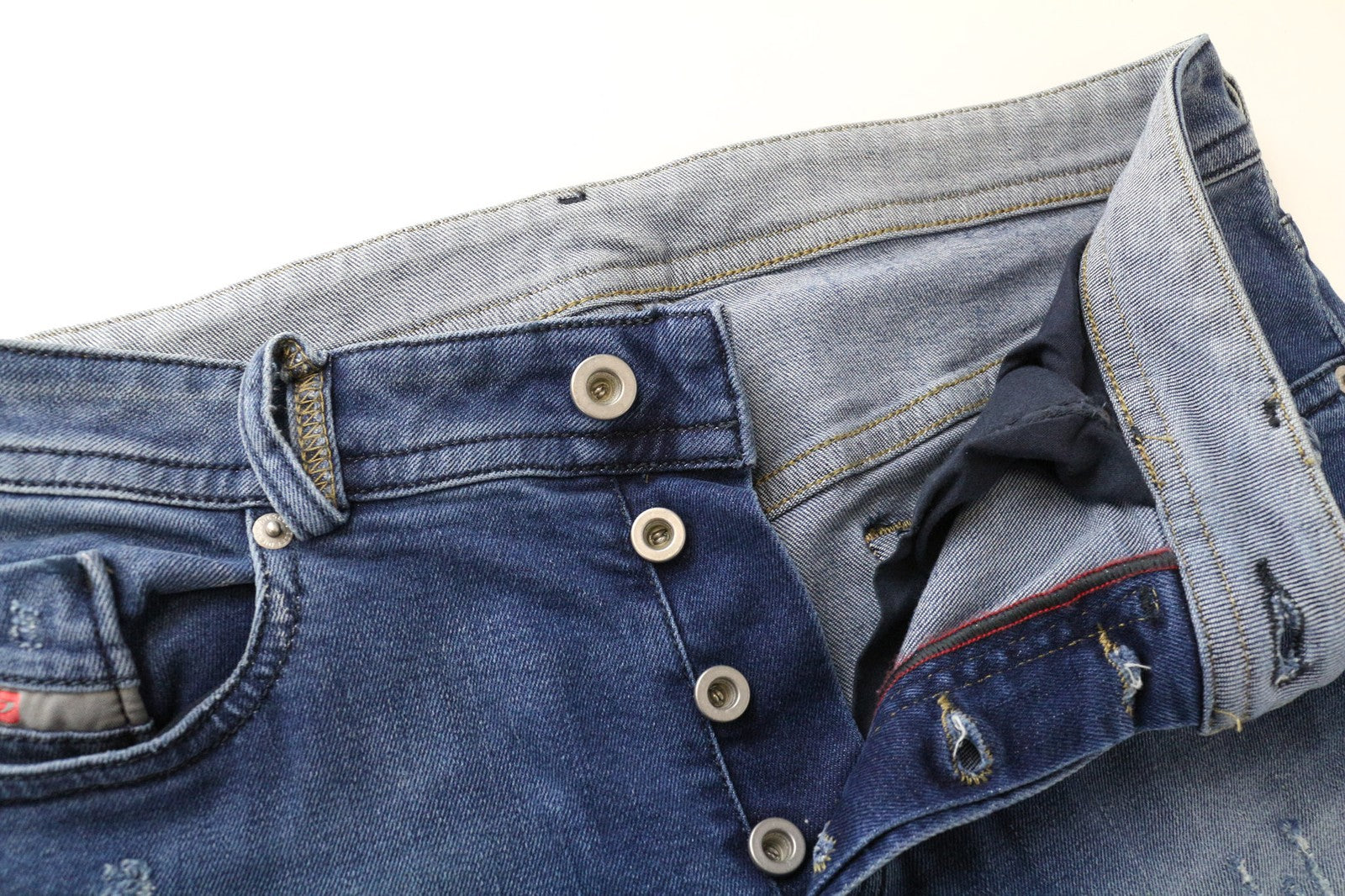 DIESEL Buster 084NV Men's Jeans W30/L32 Slim Blue Cotton Stretch Washed Fit