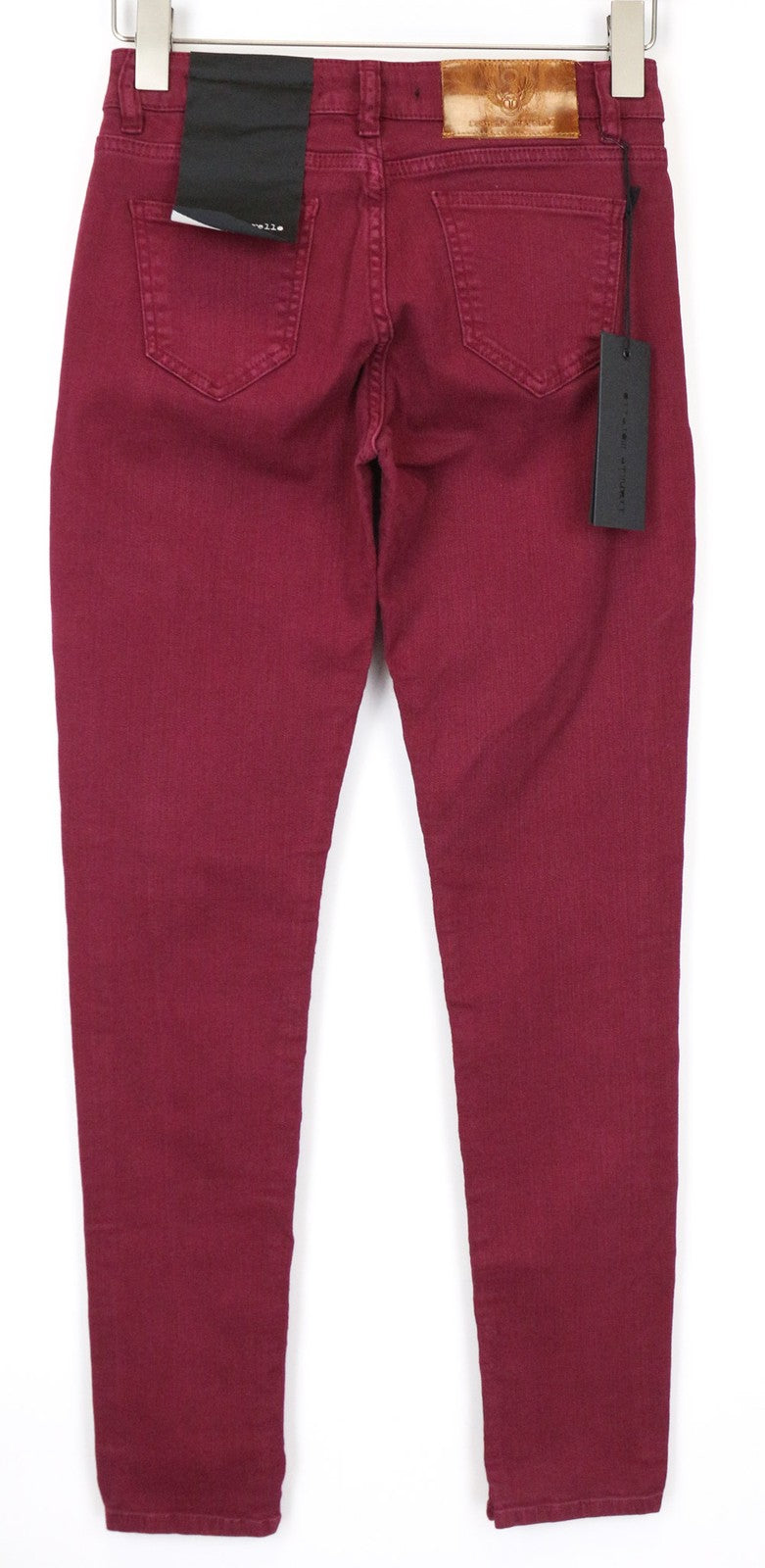 FRANKIE MORELLO Women's Jeans W25 Burgundy Red Skinny Stretch Cotton Denim