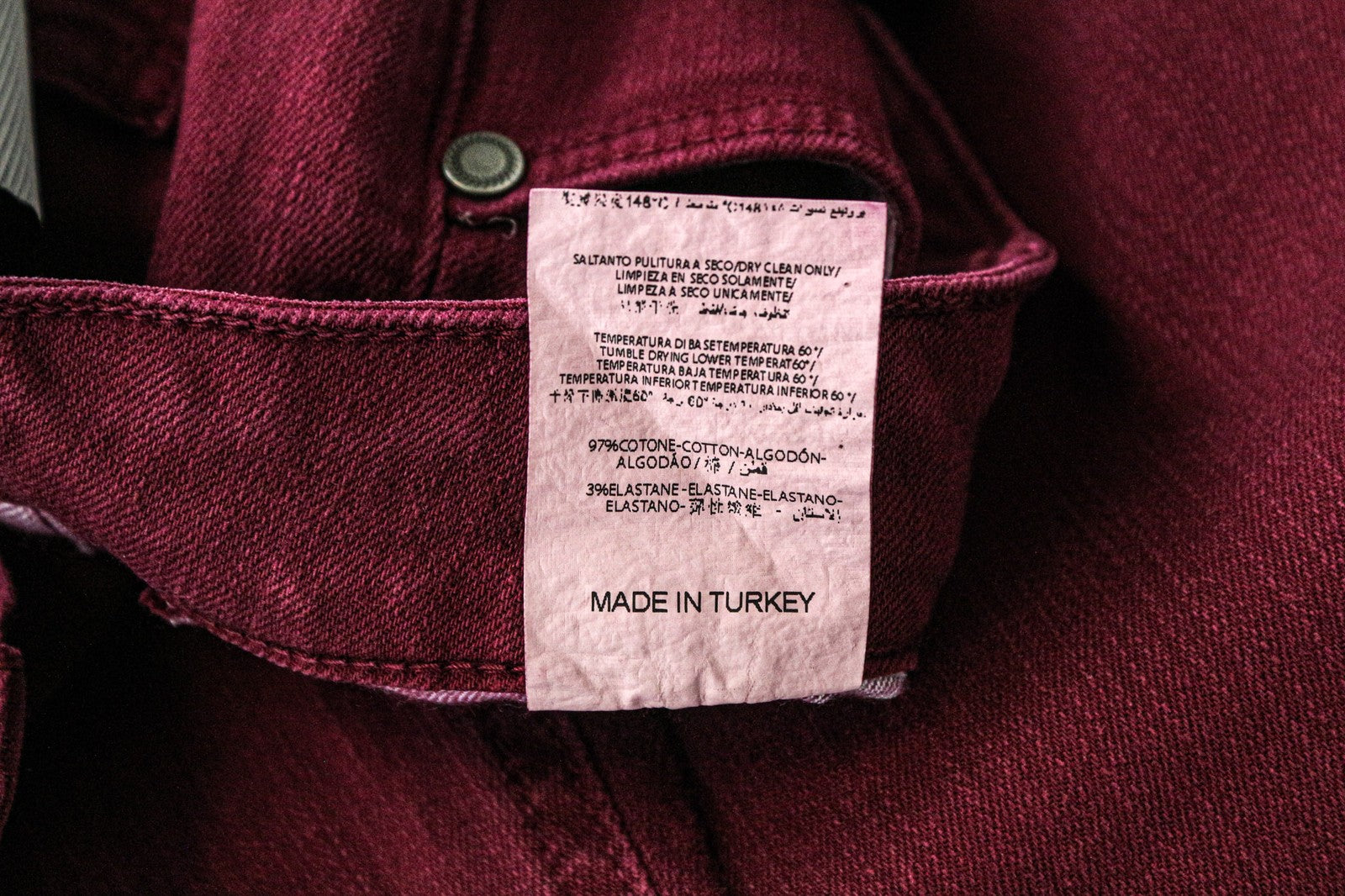 FRANKIE MORELLO Women's Jeans W25 Burgundy Red Skinny Stretch Cotton Denim