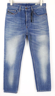 DIESEL D-Aygle 0076Y Men's Jeans W29/L30 Washed Cotton Blue Tapered Fit Pants