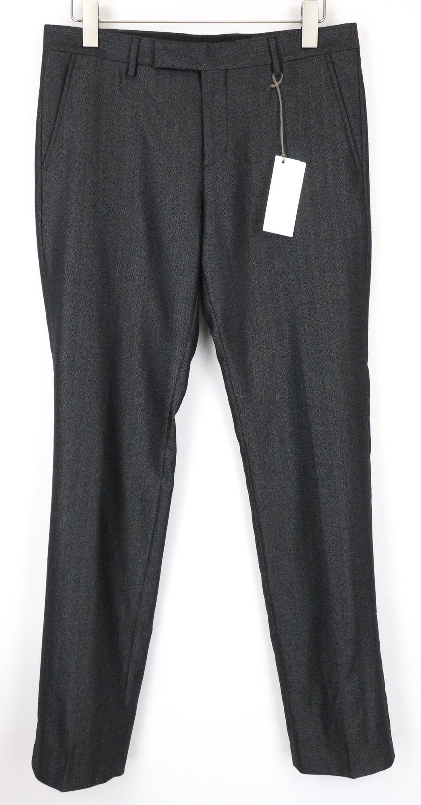 RICHMOND Men's Trousers 48 Dark Grey Wool Blend Pleated Classic Pattern Pants