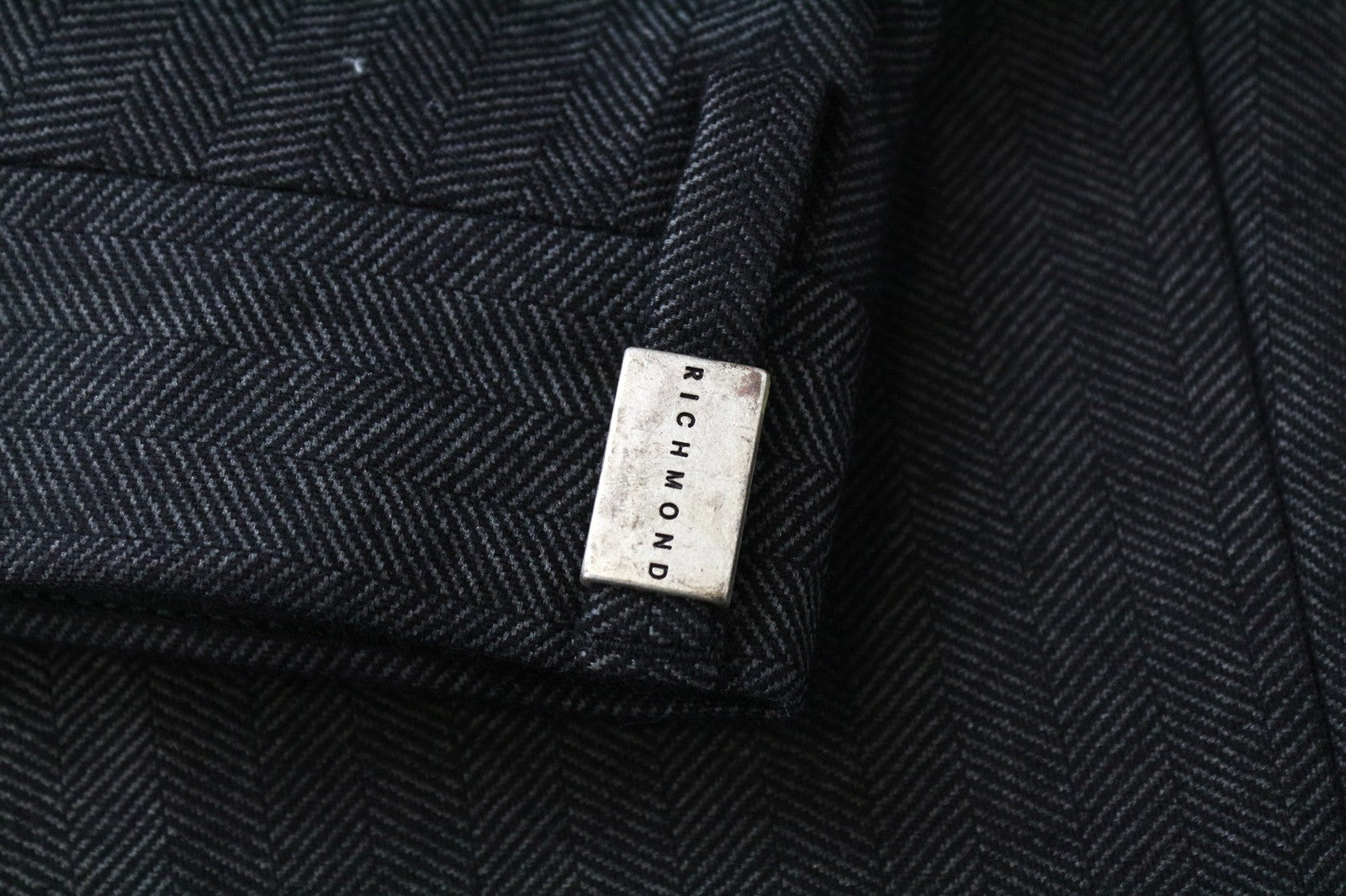 RICHMOND Men's Trousers 48 Dark Grey Wool Blend Pleated Classic Pattern Pants