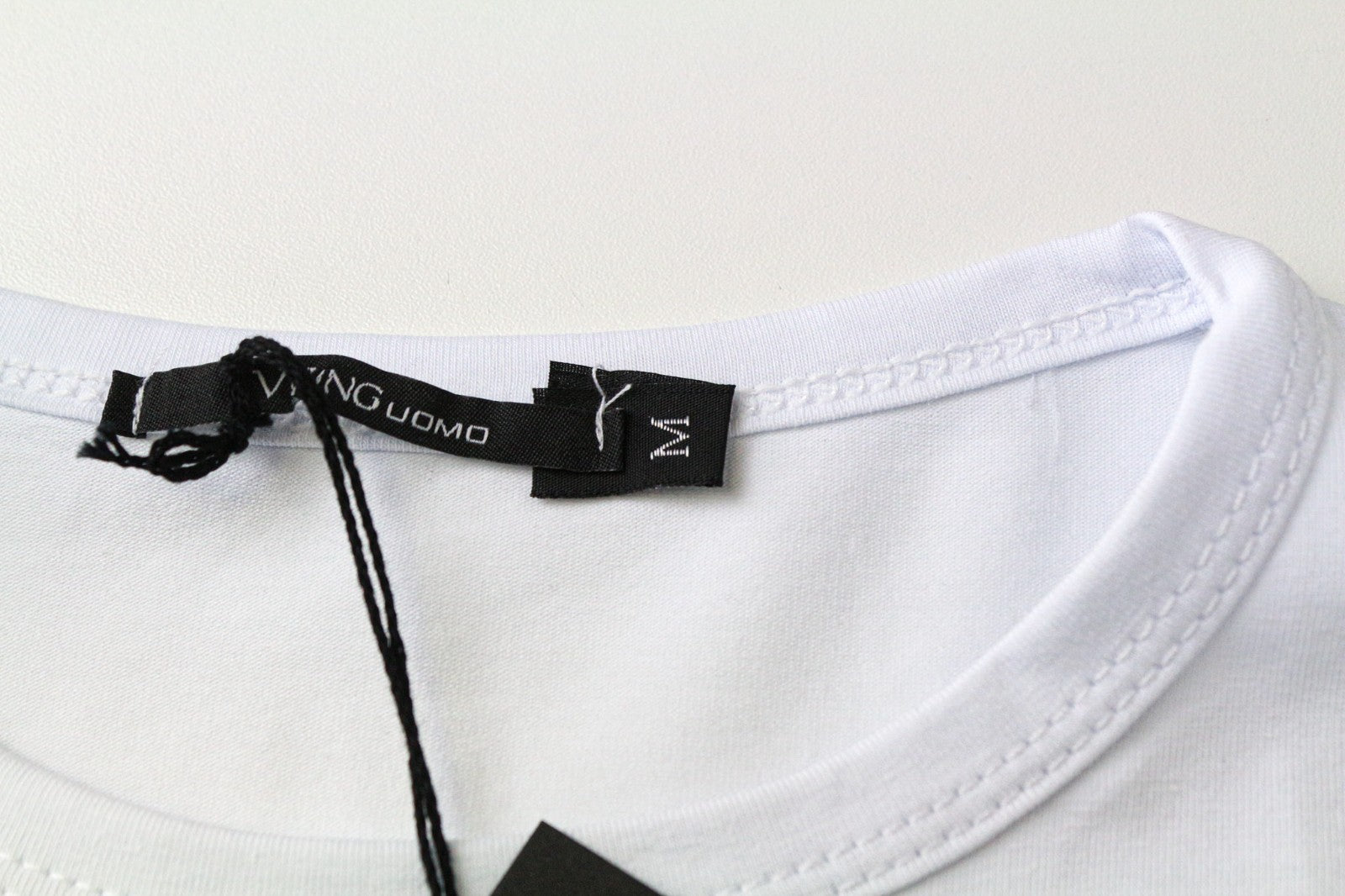 VKING Men's T-Shirt M White Cotton Stretch Short Sleeve Slogan Crewneck Top