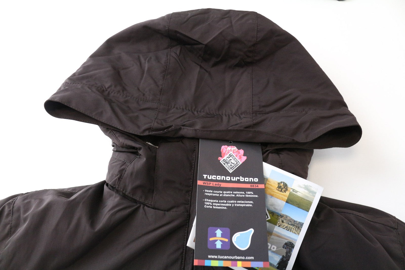 TUCANO URBANO WSP Lady Women Jacket IT44 Brown Hooded Waterproof Moto Wear