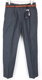 SCOTCH & SODA Stuart Men's Trousers W30/L32 Slim Pleated Bluish Grey Cotton