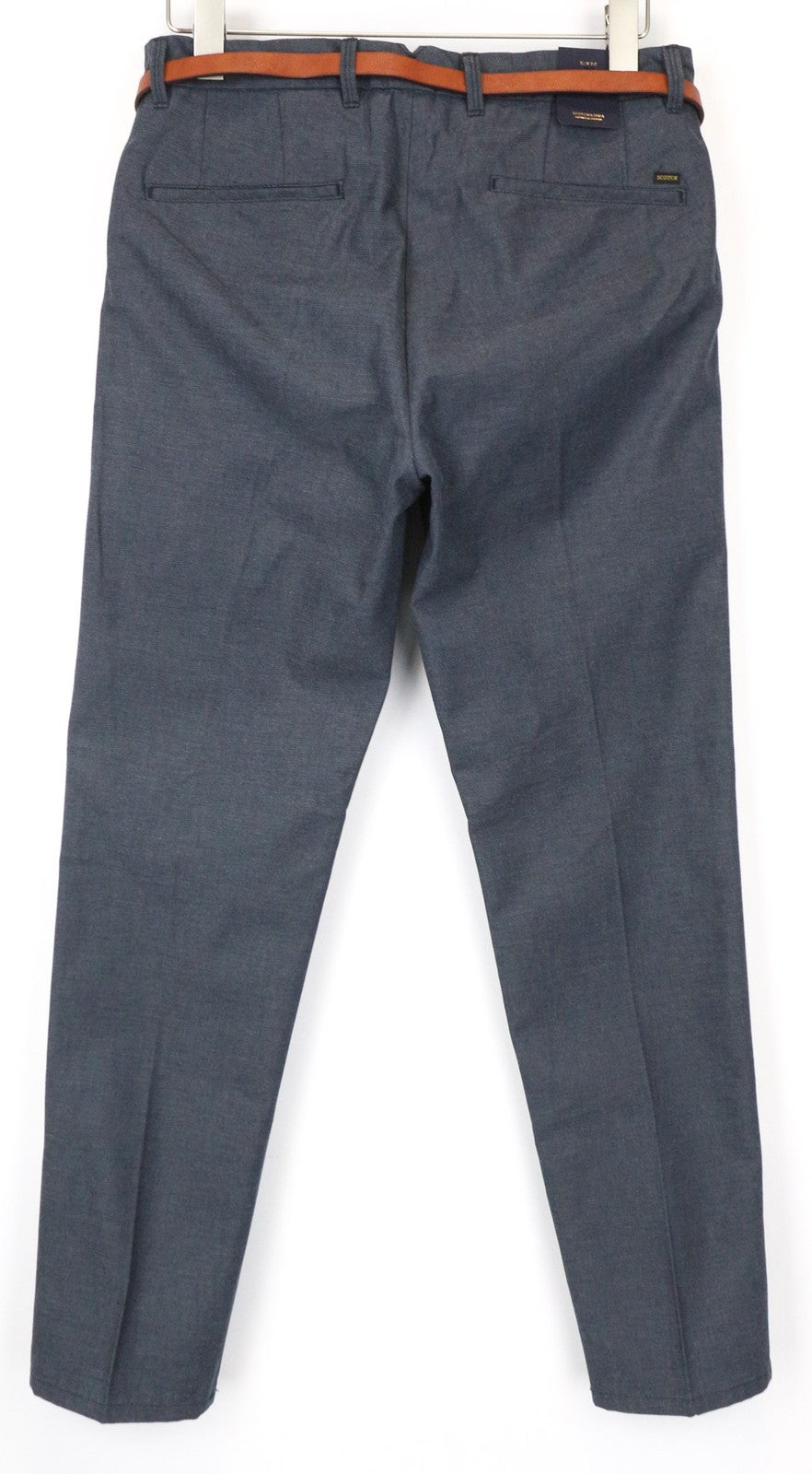 SCOTCH & SODA Stuart Men's Trousers W30/L32 Slim Pleated Bluish Grey Cotton