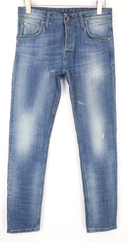 TAKESHY KUROSAWA Men's Jeans W34 Slim Fit Faded Blue Washed Cotton Stretch