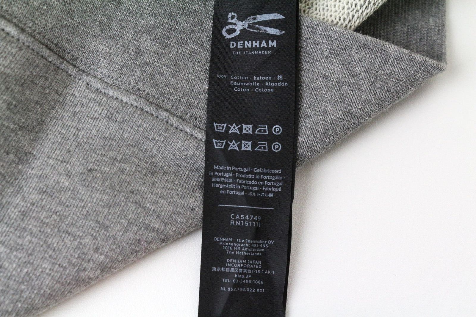 DENHAM Blue City Women Sweatshirt S Grey Cotton Logo Crewneck Long Sleeve