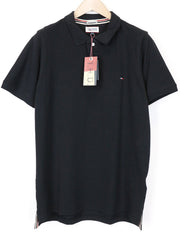 TOMMY HILFIGER DENIM Men's T-Shirt L Black Cotton Short Sleeve Polo Casual