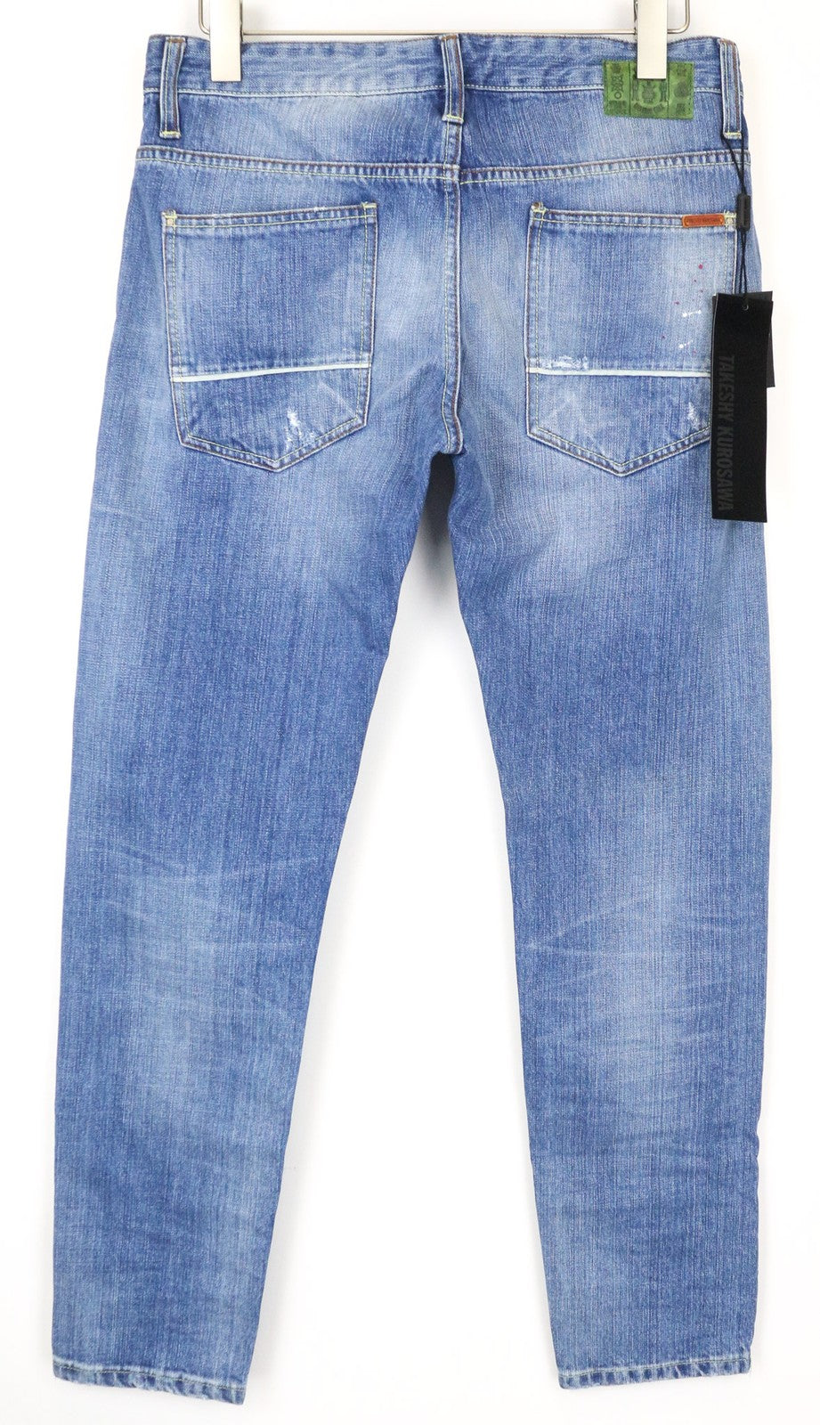 TAKESHY KUROSAWA Men Jeans W34 Slim Blue Cotton Painted Washed Fit Pants