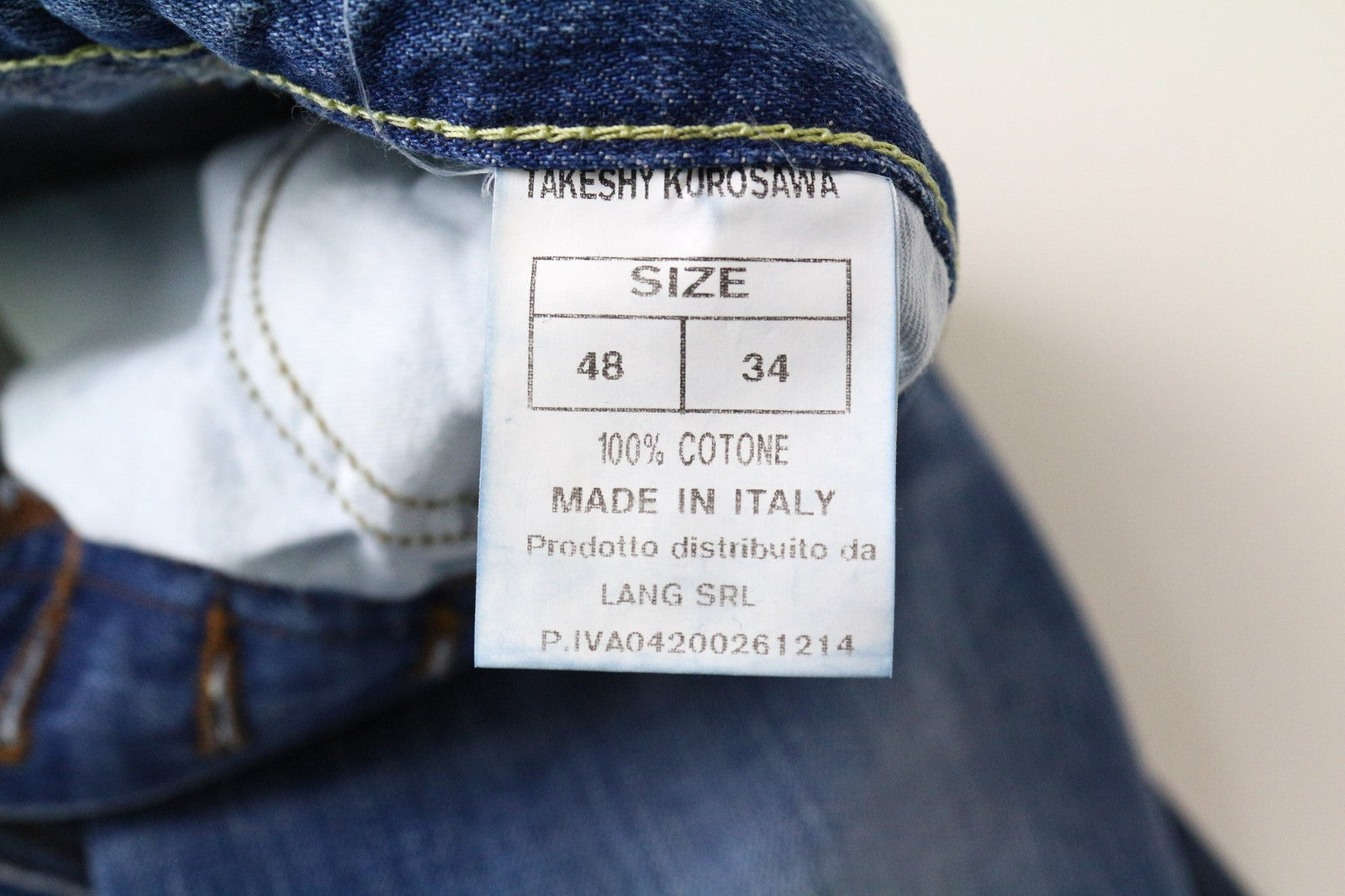 TAKESHY KUROSAWA Men Jeans W34 Slim Blue Cotton Painted Washed Fit Pants