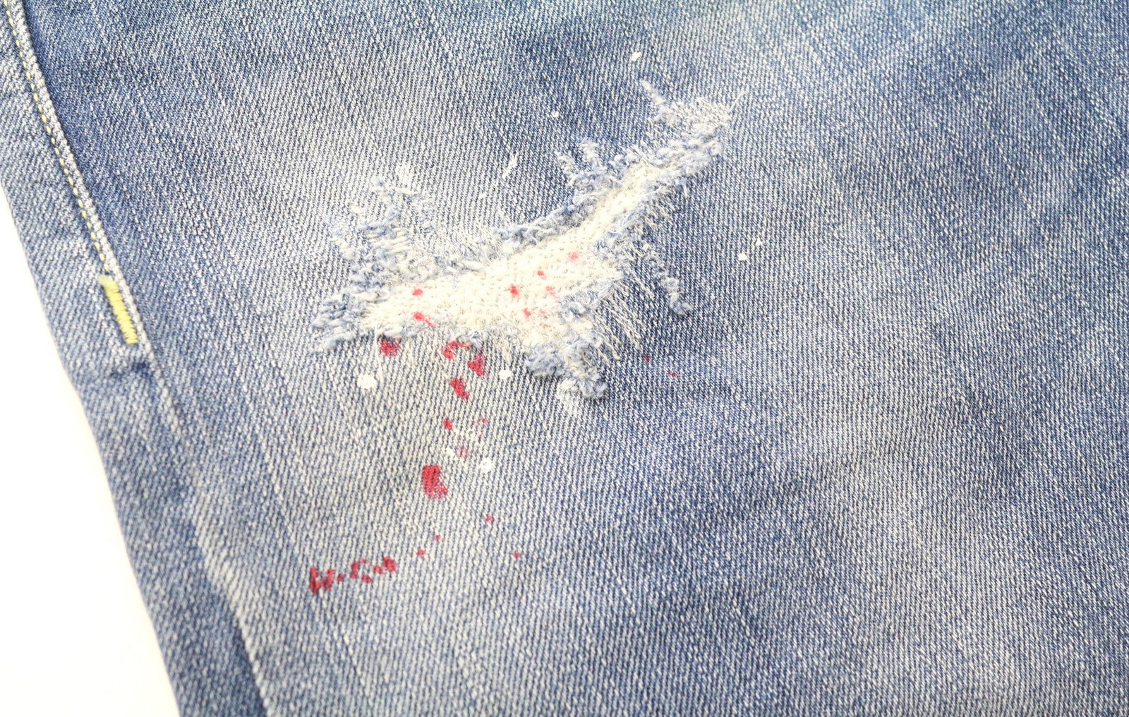 TAKESHY KUROSAWA Men Jeans W34 Slim Blue Cotton Painted Washed Fit Pants