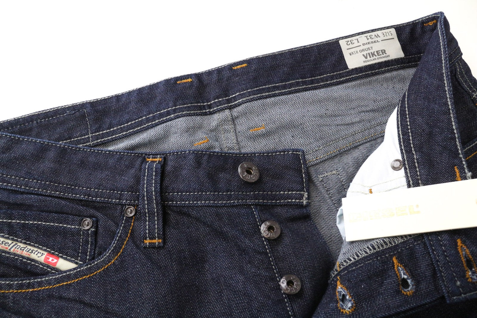 DIESEL Viker 0RUS7 Men's Jeans W31/L32 Regular Straight Dark Blue Cotton Fit