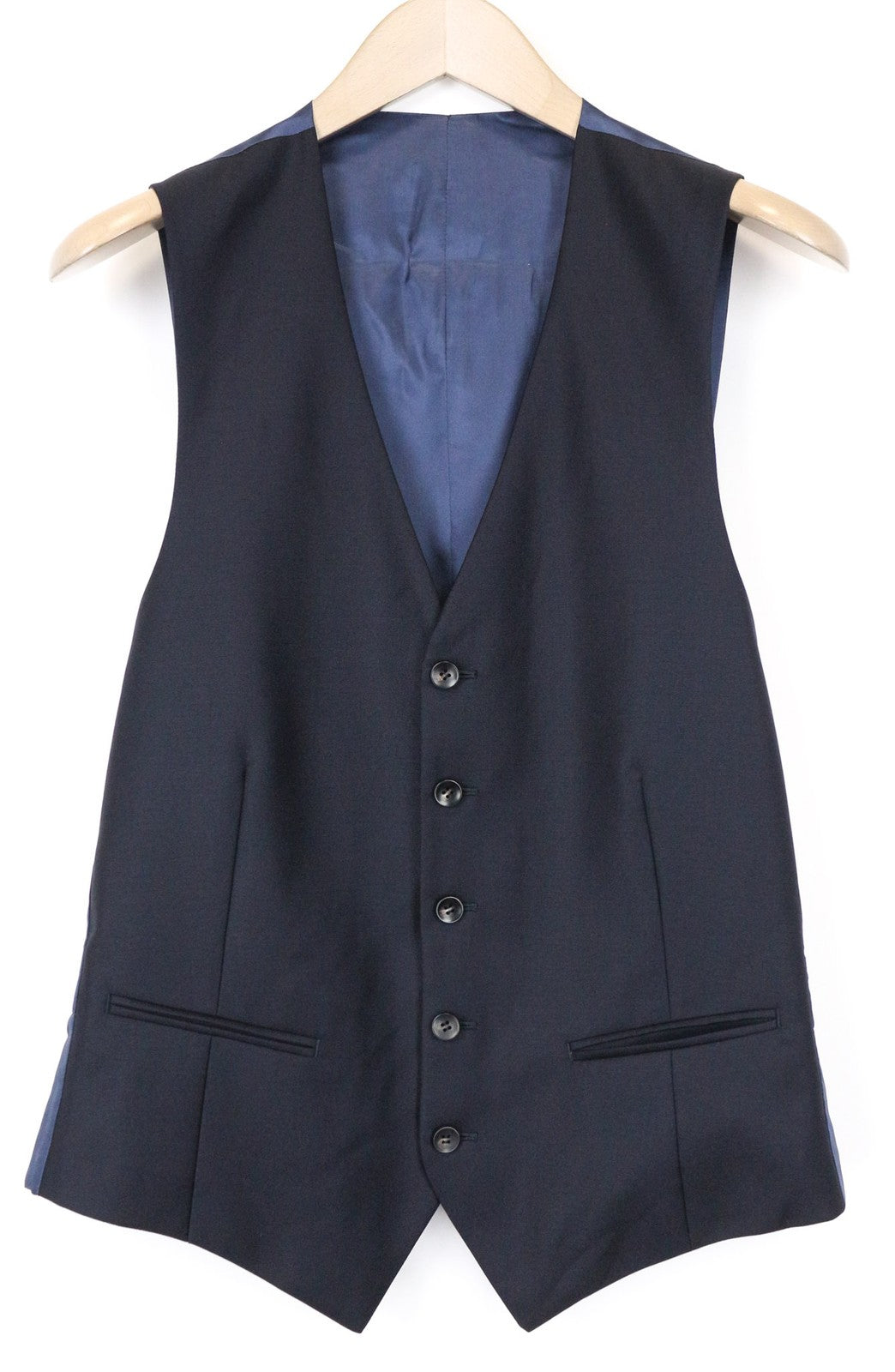 SUITSUPPLY Ferrara vyriška liemenė, UK38L, mėlyna, vilnonė, plona, ​​V formos iškirpte, klasikinio kirpimo 