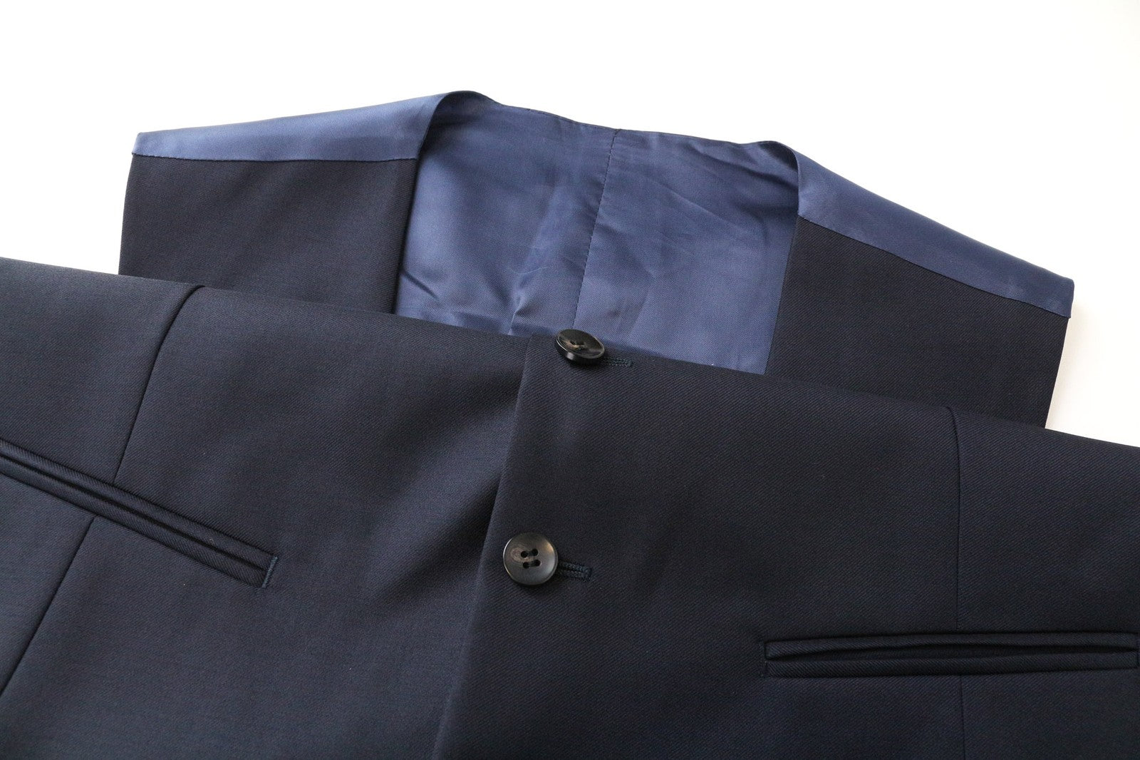 SUITSUPPLY Ferrara vyriška liemenė, UK38L, mėlyna, vilnonė, plona, ​​V formos iškirpte, klasikinio kirpimo 