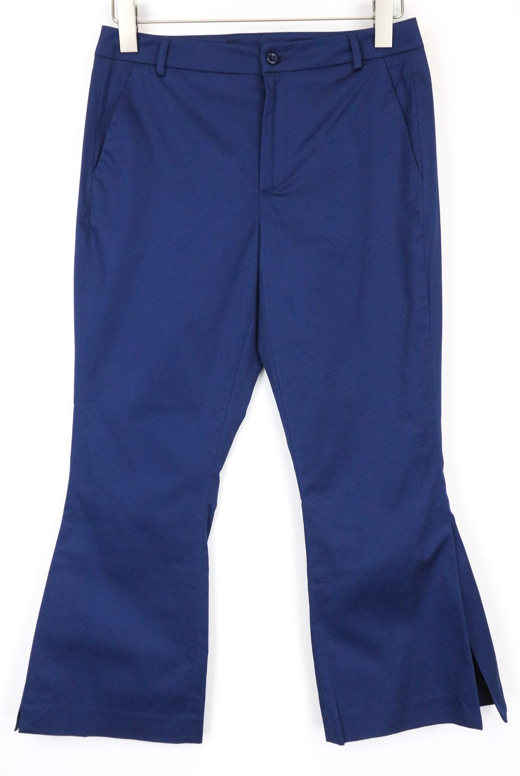 FRANKIE MORELLO Dorothee Women's Trousers UK10 Blue Cropped Flare Cotton
