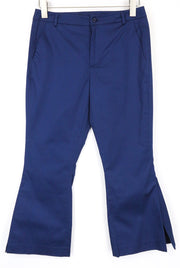 FRANKIE MORELLO Dorothee Women's Trousers UK10 Blue Cropped Flare Cotton