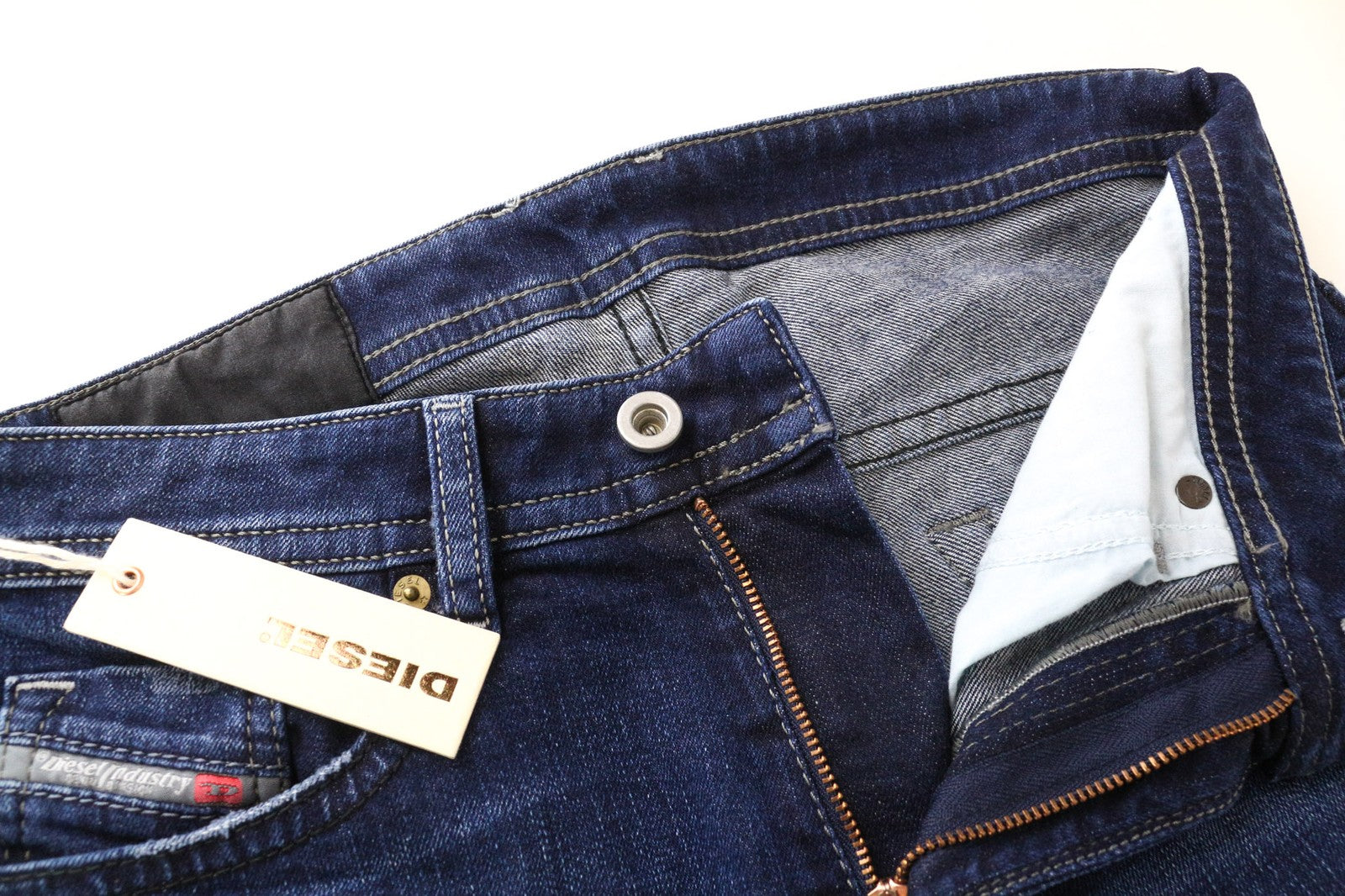 DIESEL Thommer 084VH Men's Jeans W28/L32 Blue Slim Cotton Ripped Washed Fit