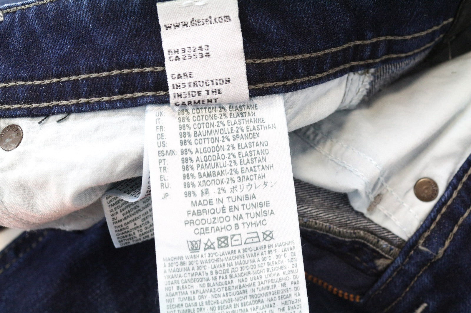 DIESEL Thommer 084VH Men's Jeans W28/L32 Blue Slim Cotton Ripped Washed Fit