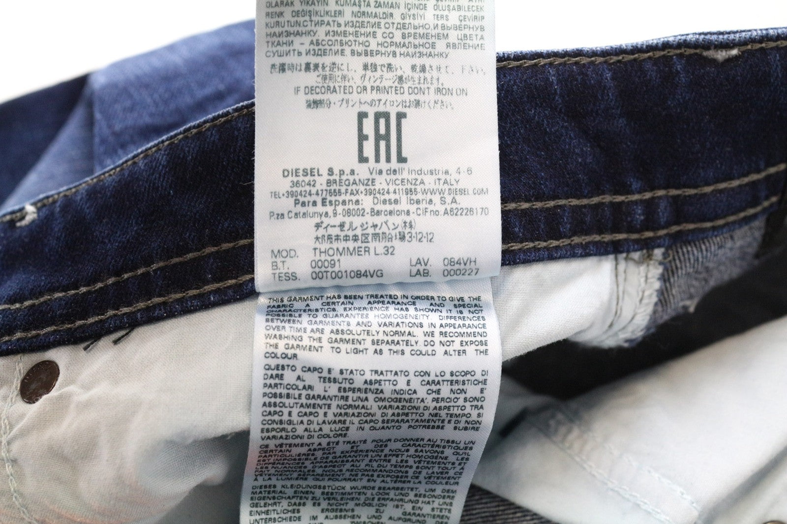 DIESEL Thommer 084VH Men's Jeans W28/L32 Blue Slim Cotton Ripped Washed Fit