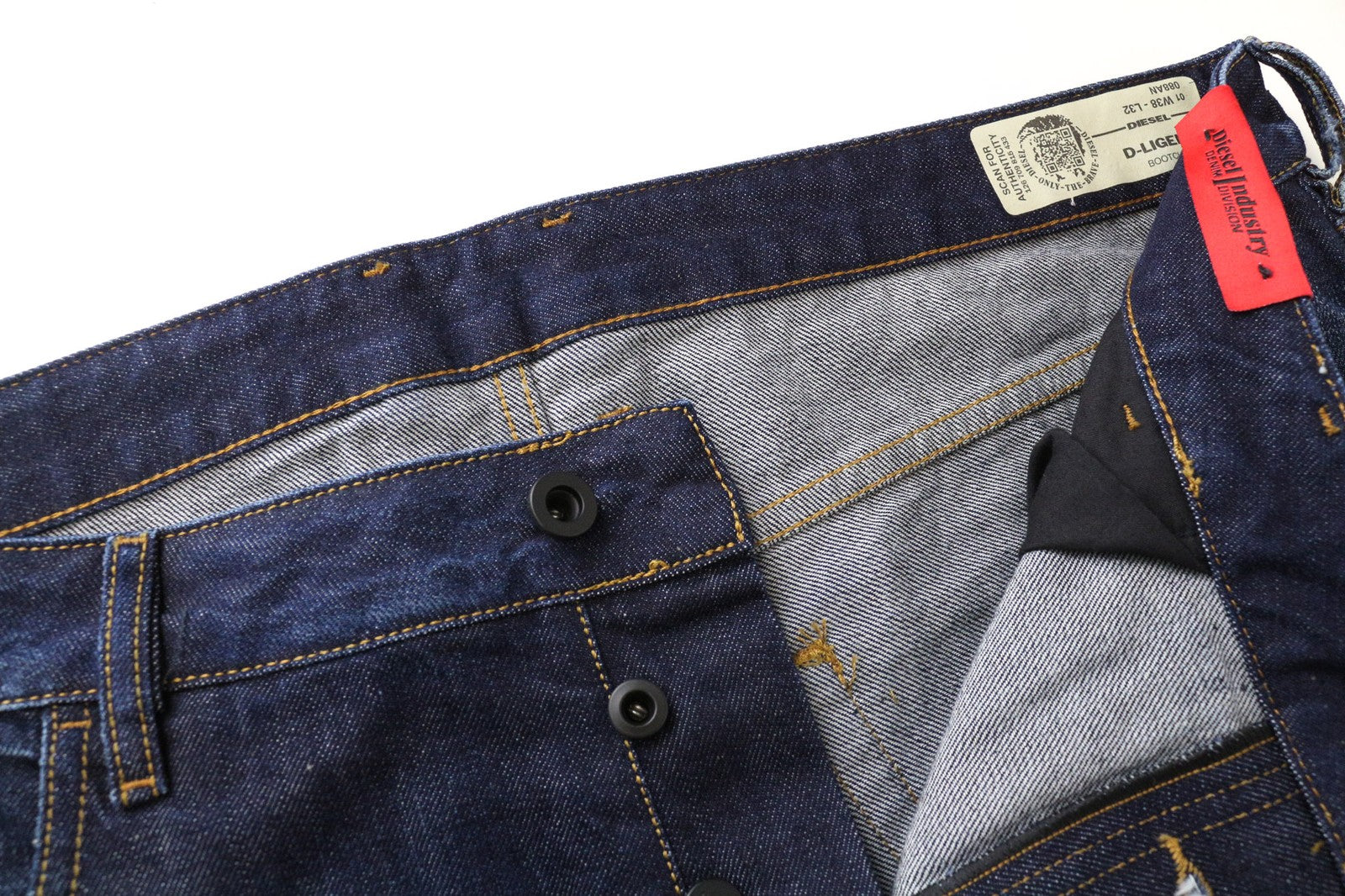 DIESEL D-Ligenz 088AN Men's Jeans W38/L32 Dark Blue Washed Bootcut Pure Cotton