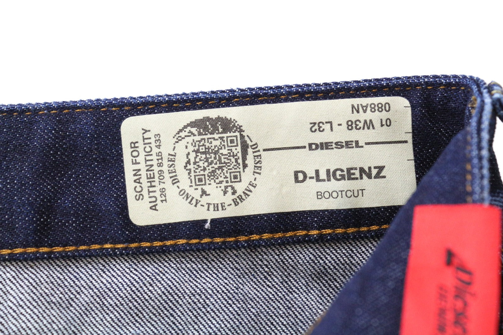 DIESEL D-Ligenz 088AN Men's Jeans W38/L32 Dark Blue Washed Bootcut Pure Cotton