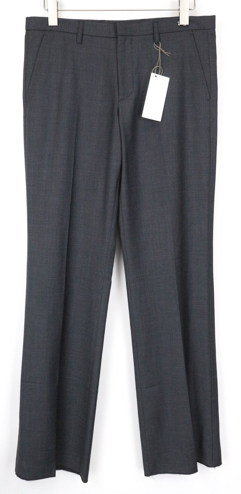 RICHMOND Men's Trousers IT48 Grey Wool Blend Melange Designer Flat-Front