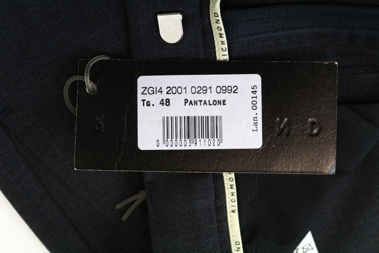 RICHMOND Men's Trousers IT48 Grey Wool Blend Melange Designer Flat-Front