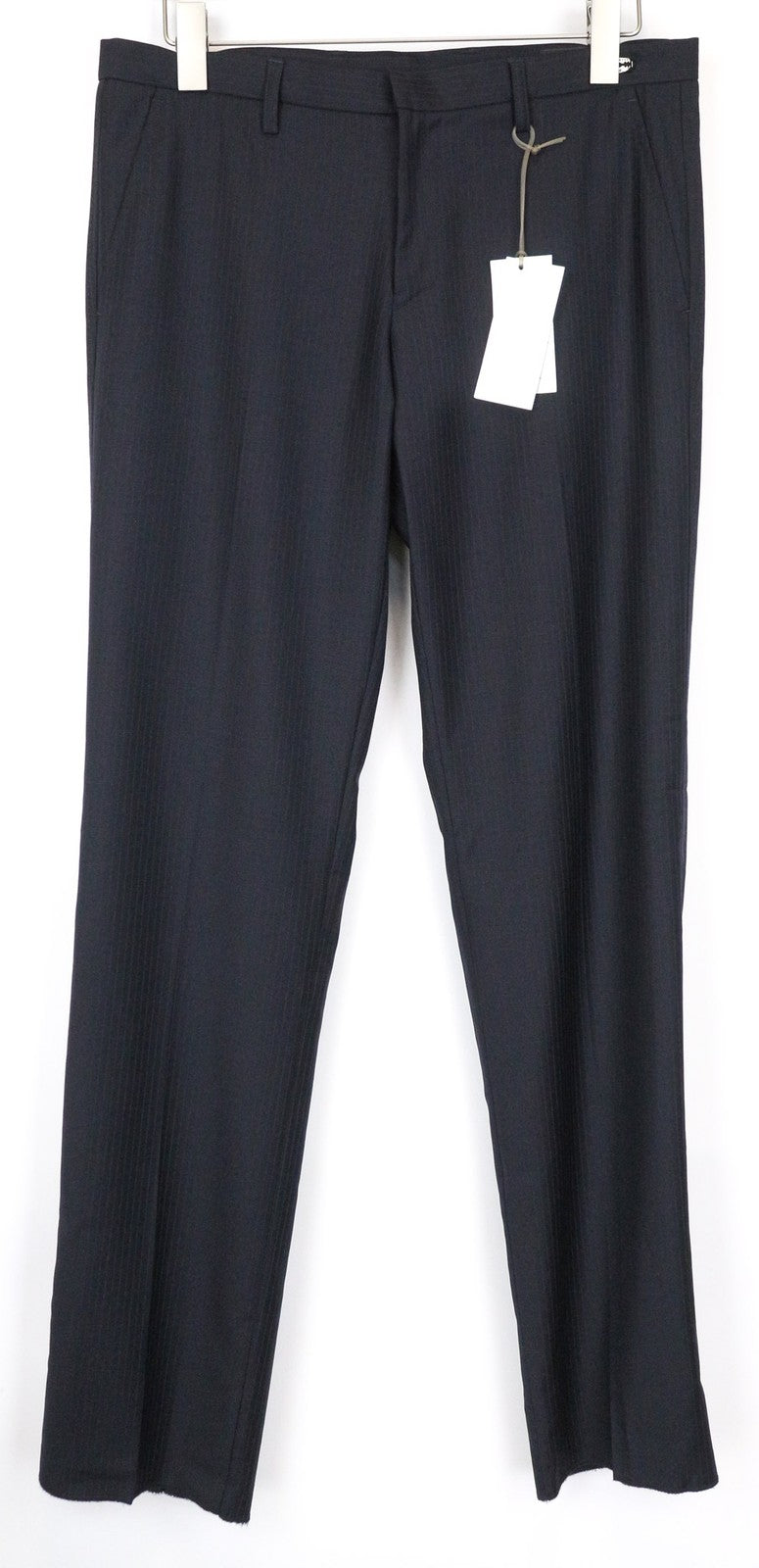 RICHMOND Men's Trousers IT48 Black Cotton Blend Striped Classic Flat-Front