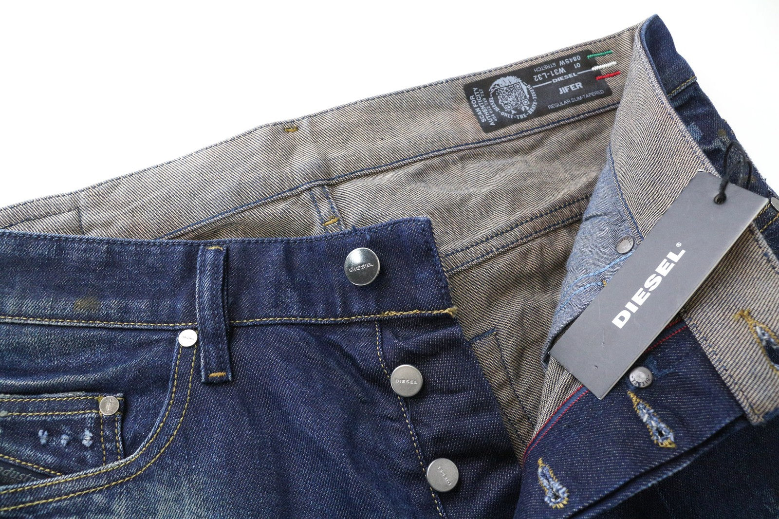 DIESEL Jifer 084SW Men's Jeans W31/L32 Blue Slim Tapered Stretch Painted Wash