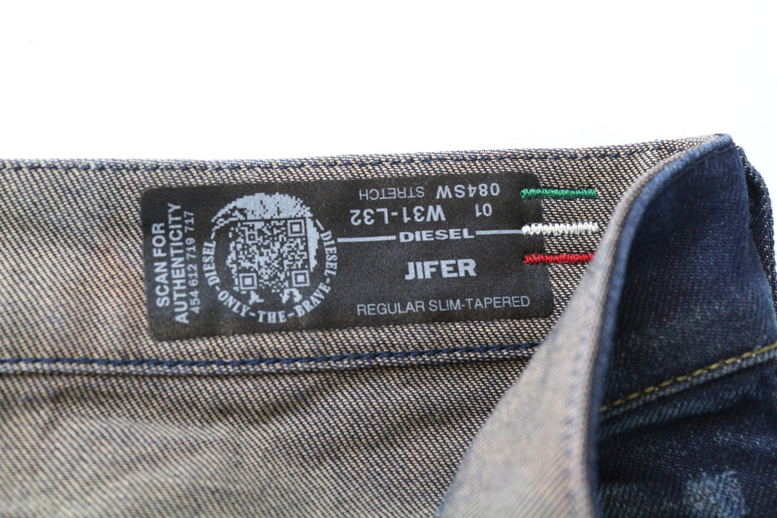 DIESEL Jifer 084SW Men's Jeans W31/L32 Blue Slim Tapered Stretch Painted Wash