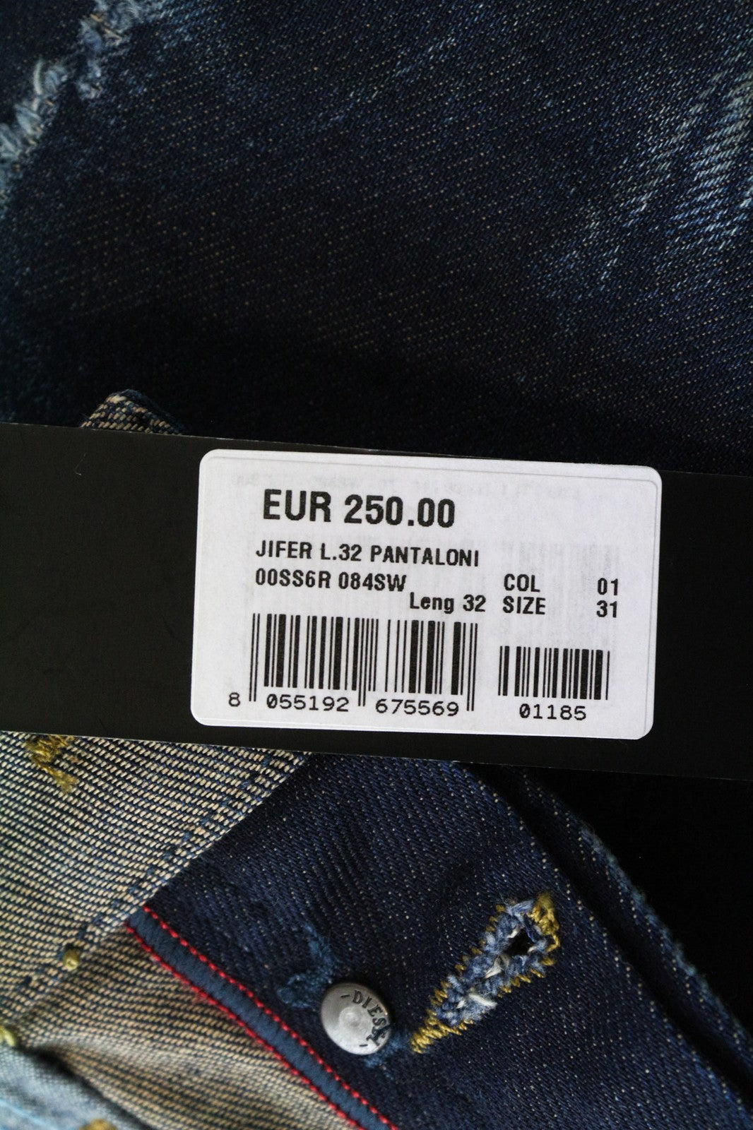 DIESEL Jifer 084SW Men's Jeans W31/L32 Blue Slim Tapered Stretch Painted Wash