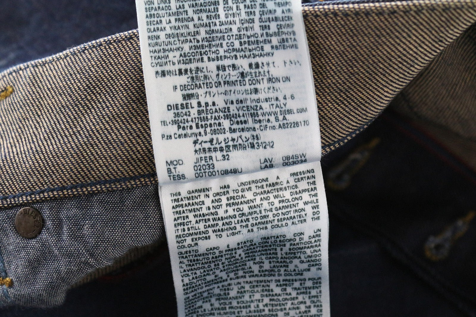 DIESEL Jifer 084SW Men's Jeans W31/L32 Blue Slim Tapered Stretch Painted Wash